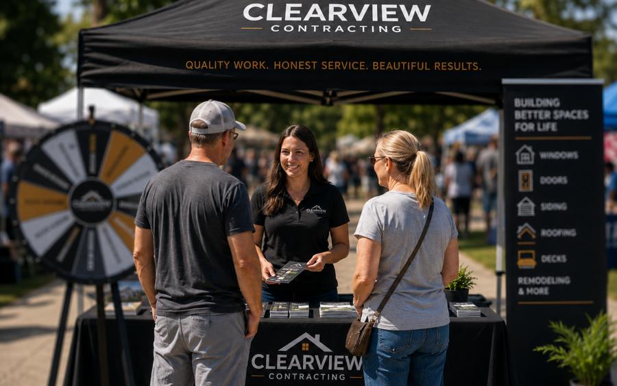 Contractor tent at a community event