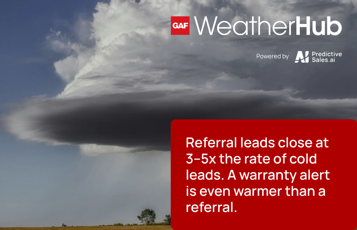 Referral leads close at 3–5x the rate of cold leads. A warranty alert is even warmer than a referral.
