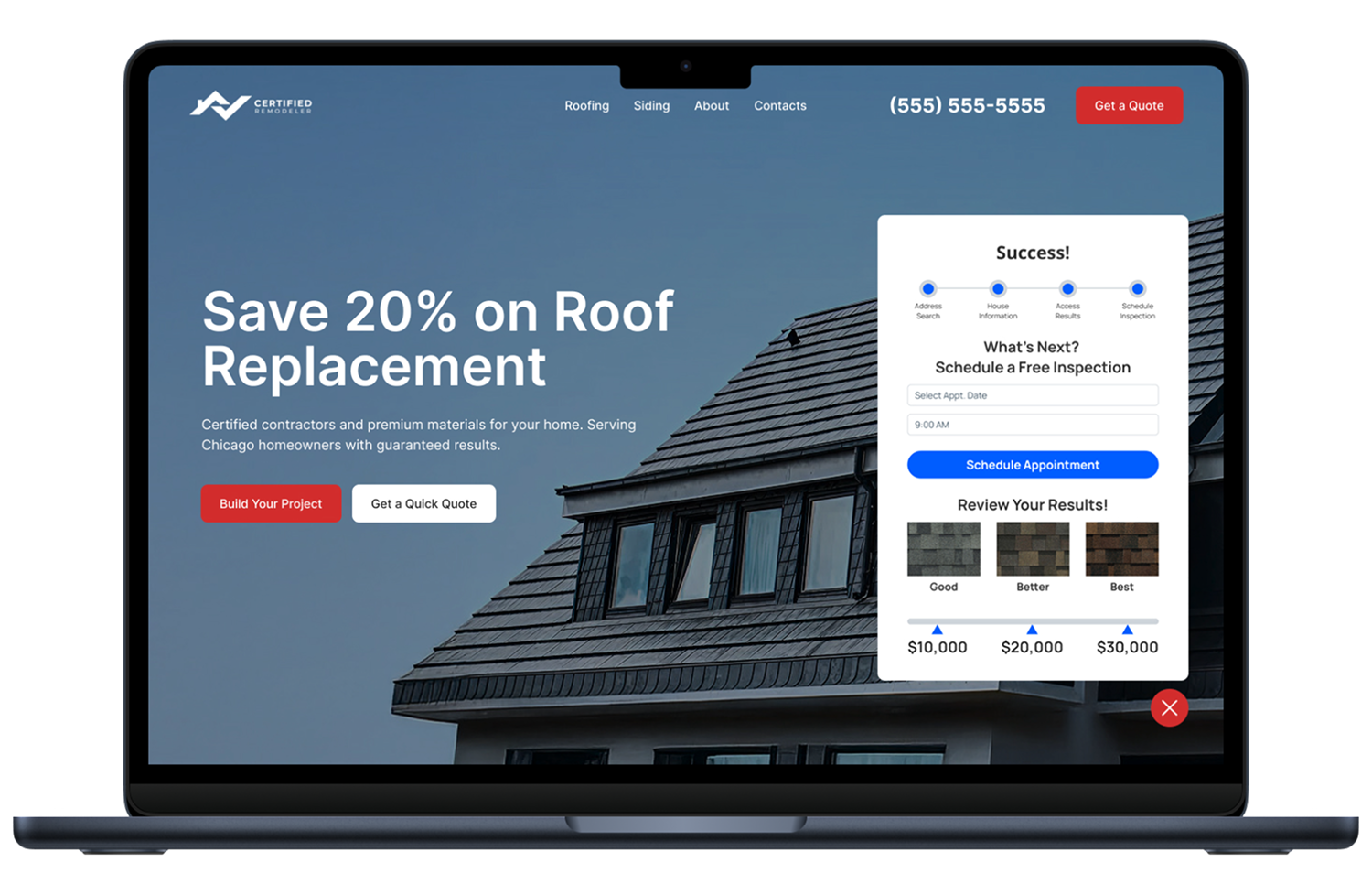 AI Website Builder theme options tailored for home improvement contractors