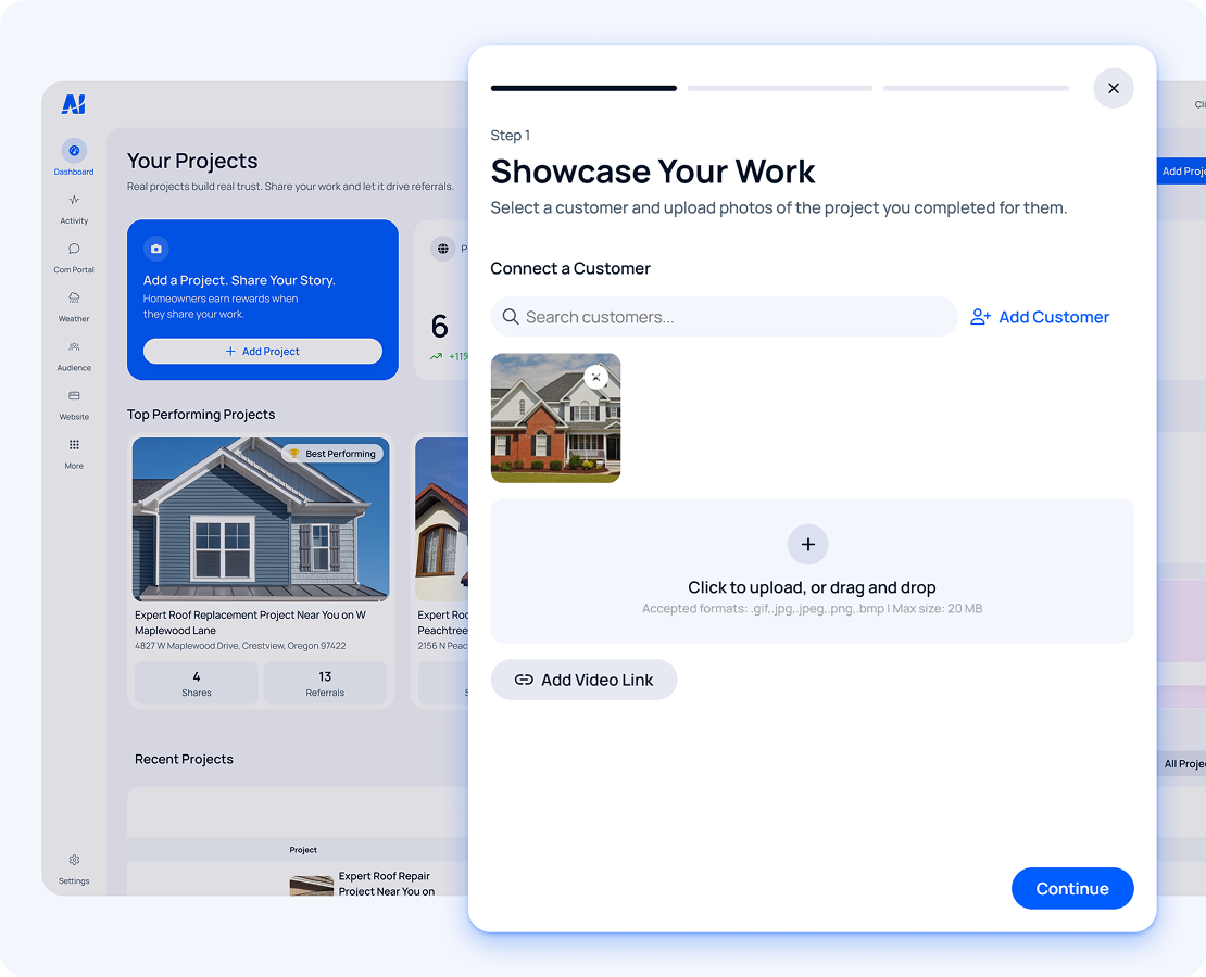 Upload your project photos and details